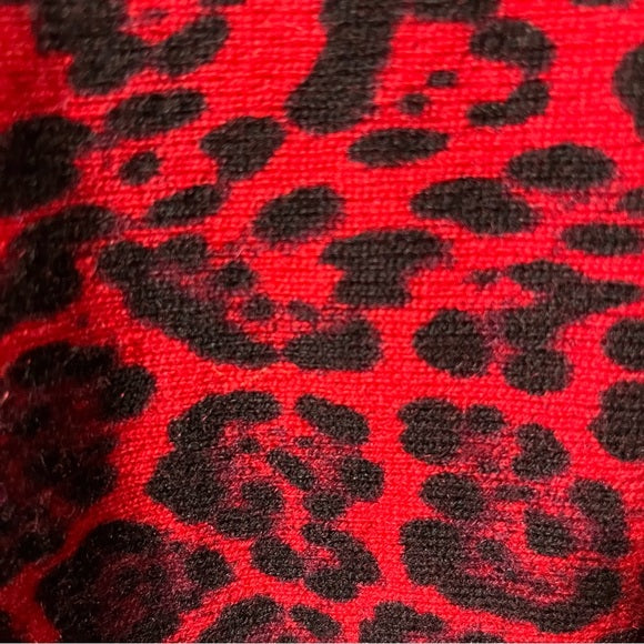 Sofia Cashmere Red Animal Print Sweater Sz/Medium