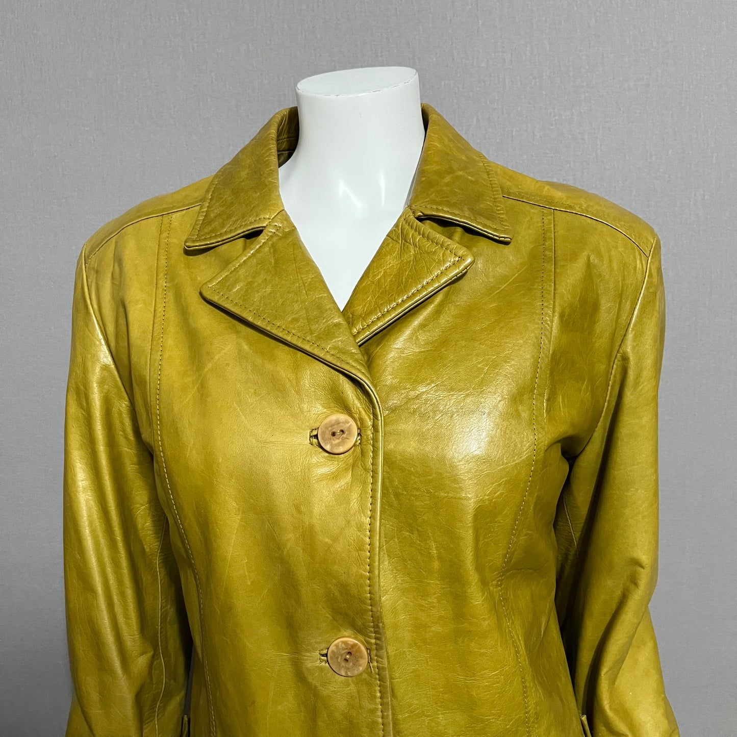 Green & Yellow Leather Jacket Sz-Medium