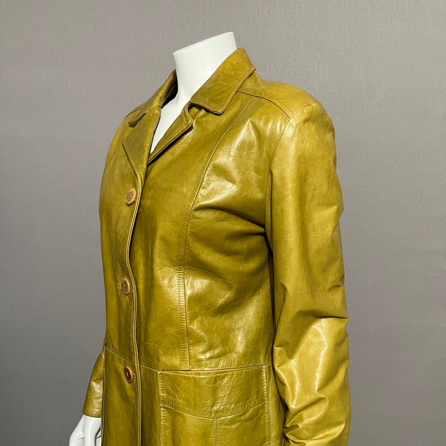 Green & Yellow Leather Jacket Sz-Medium