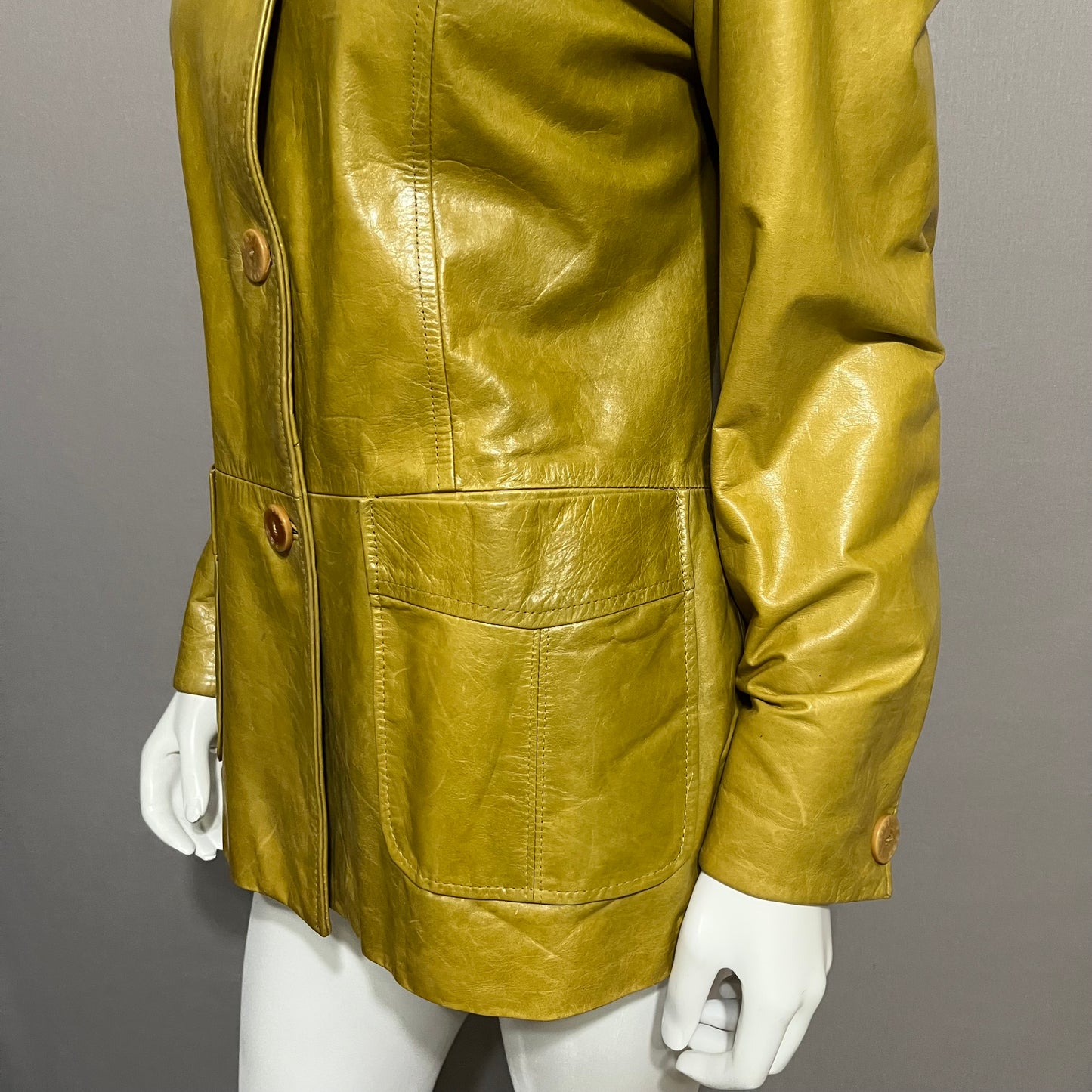 Green & Yellow Leather Jacket Sz-Medium