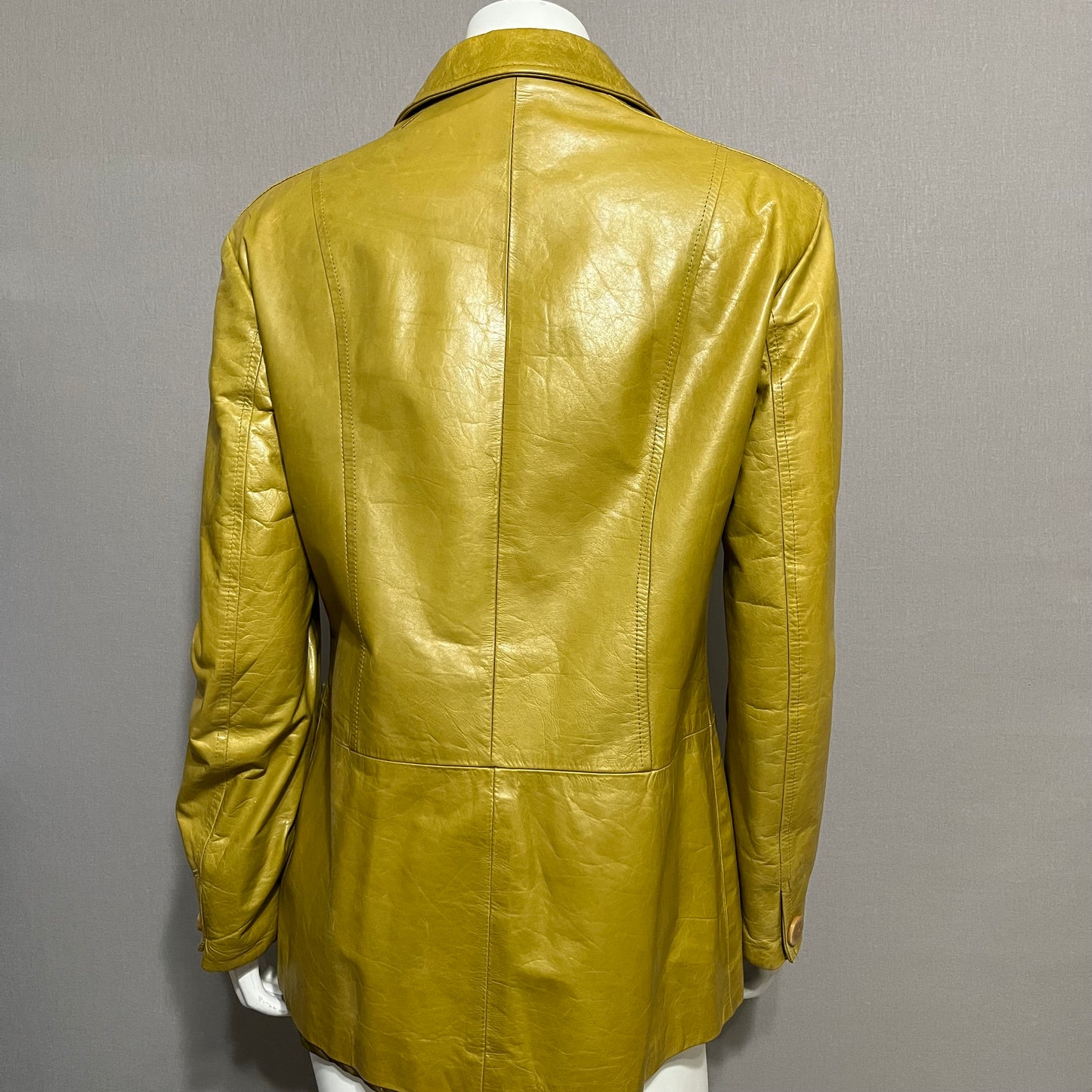 Green & Yellow Leather Jacket Sz-Medium