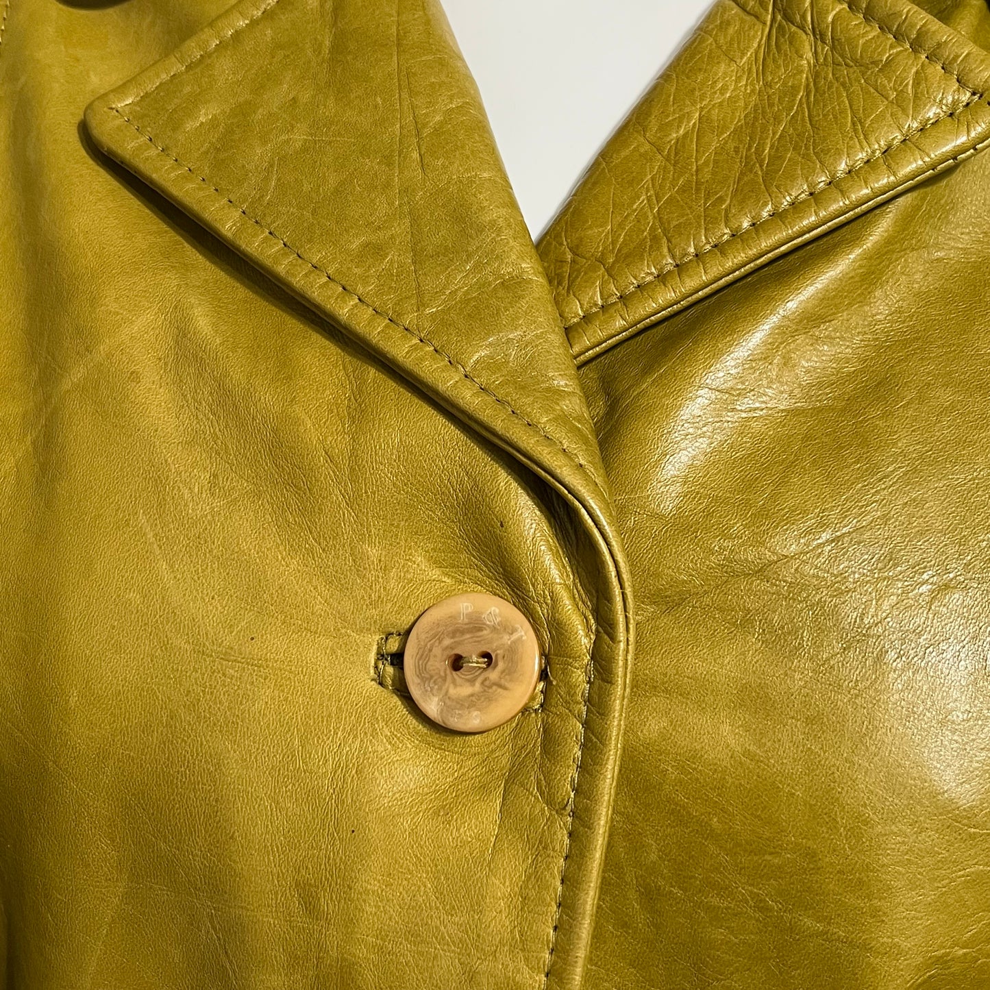 Green & Yellow Leather Jacket Sz-Medium