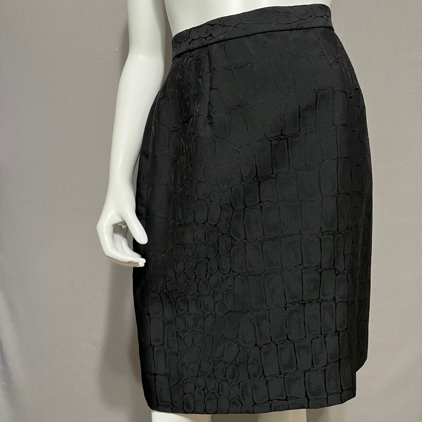 Patricia Rhodes Black Textured With Gold Buttons Skirt Suit Sz-12