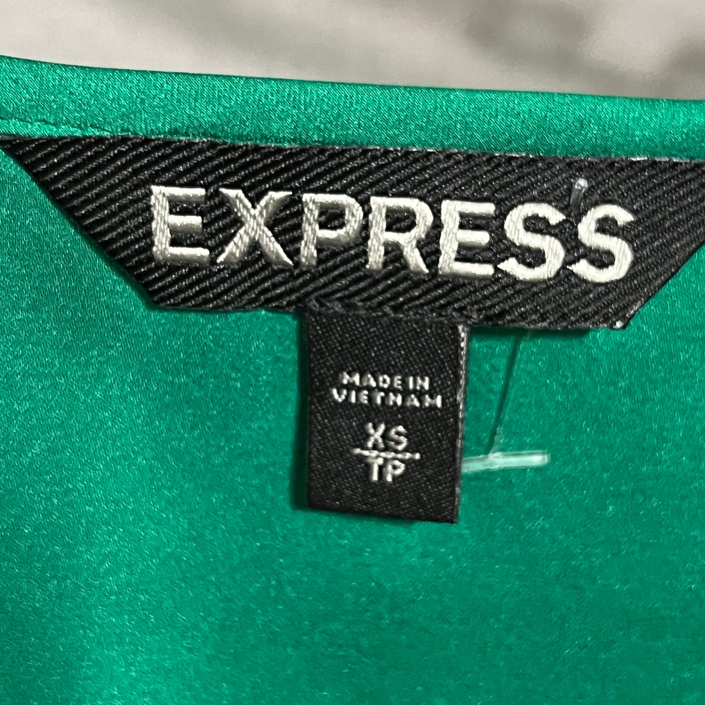 Express Green Satin Short Sleeve Top Sz-Xtra Small