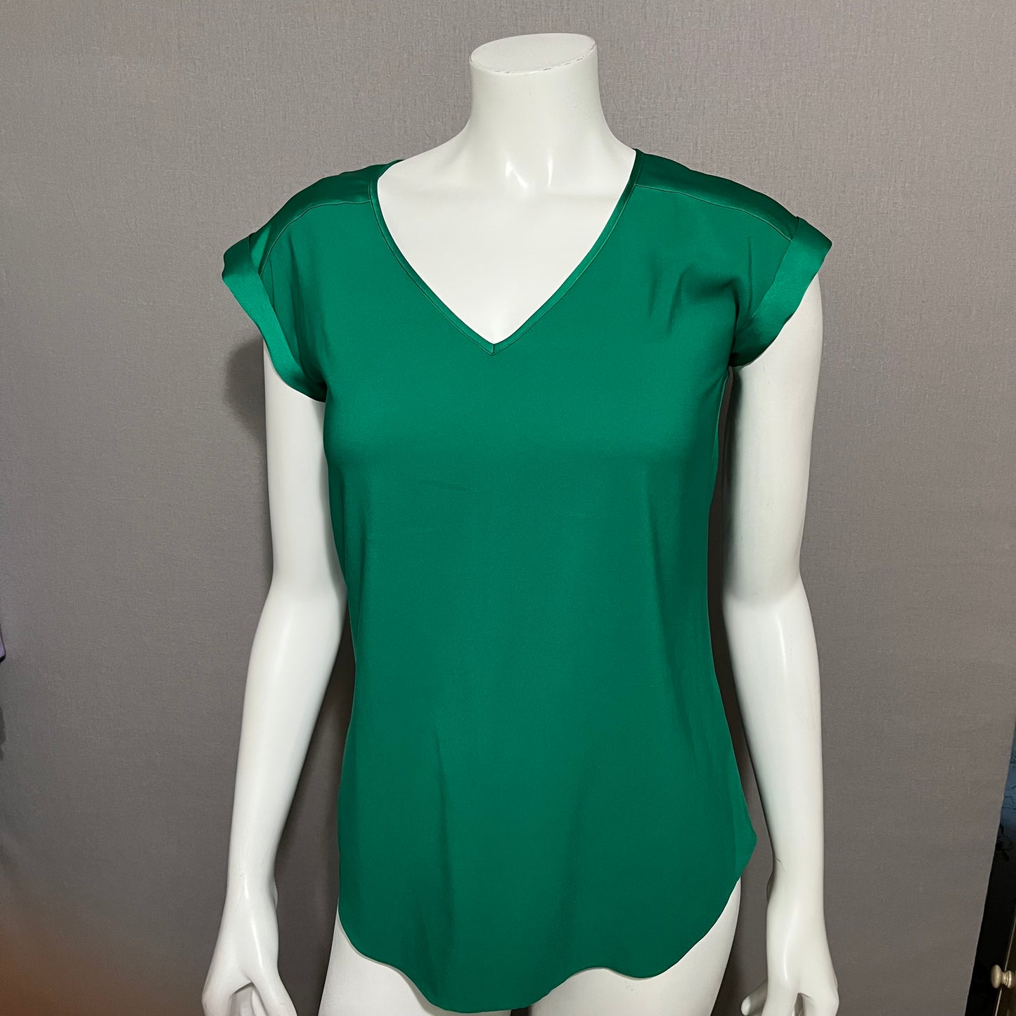 Express Green Satin Short Sleeve Top Sz-Xtra Small