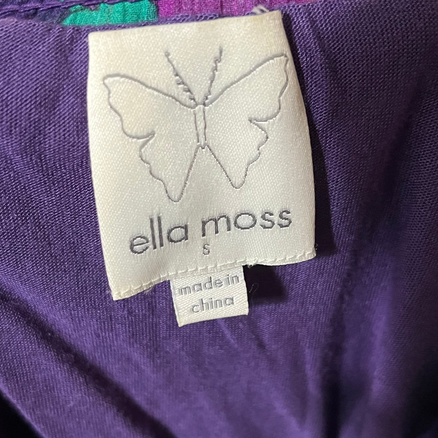 Ella Moss 100% Silk Floral Purple Fushia Yellow Dress Sz-Small