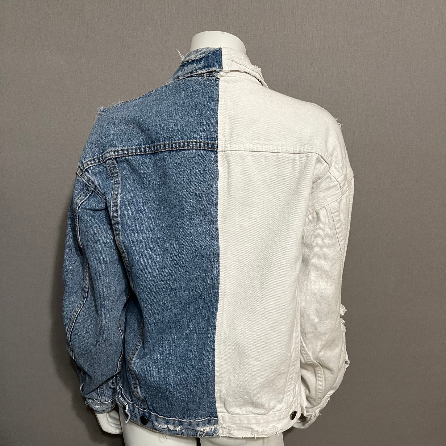 Carmar Oversized Colorblock White & Denim Distressed Jacket Sz-Small