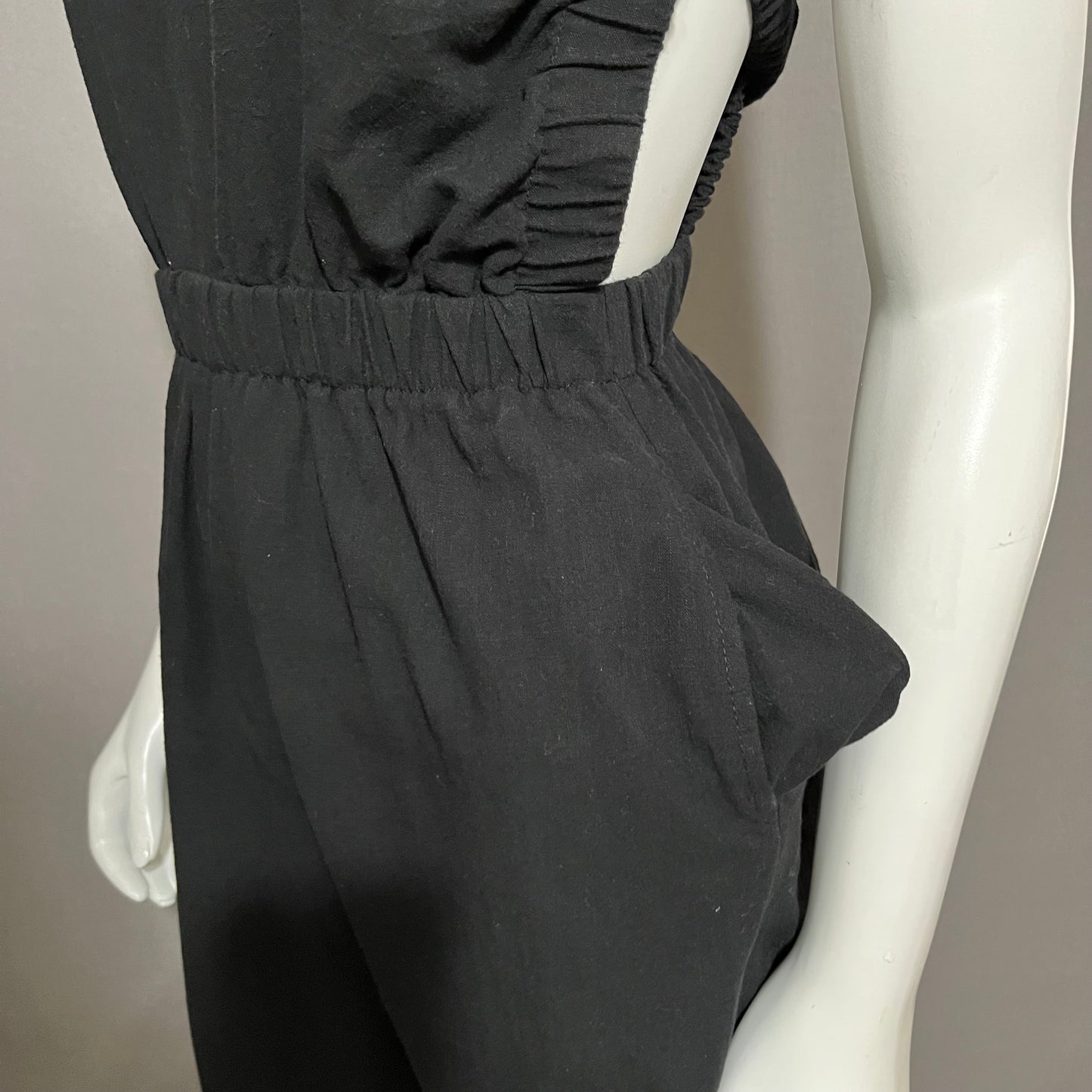 High Botany Black Cotton Cutout Overall Jumpsuit Sz-Small