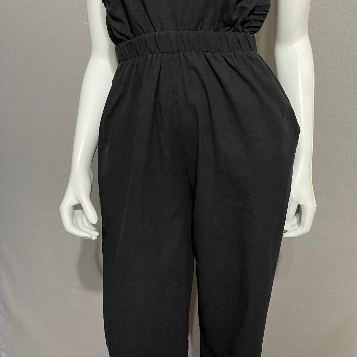 High Botany Black Cotton Cutout Overall Jumpsuit Sz-Small