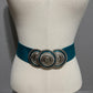 Green With 3 Silver Circle Stretch Belt
