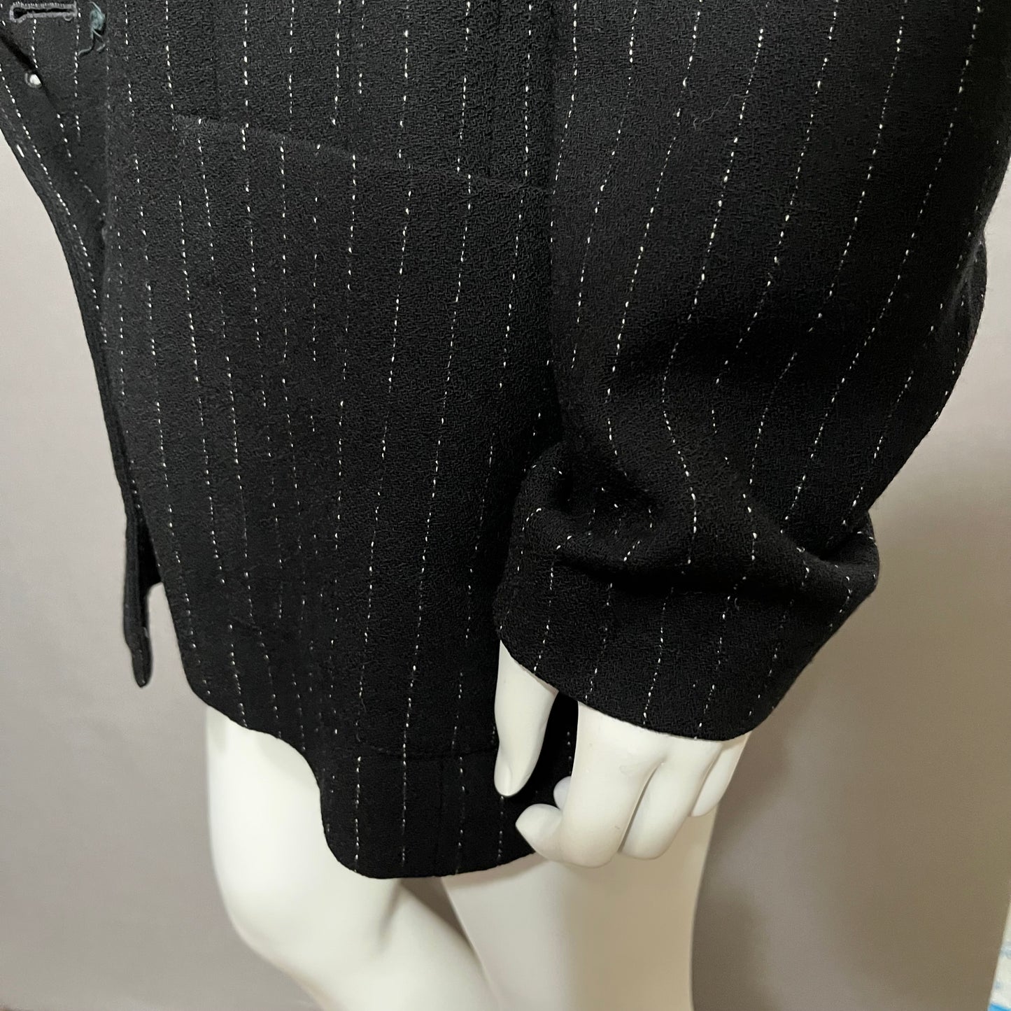 Vintage Black Stripe With Gold Black Buttons Wool Blazer Sz-12