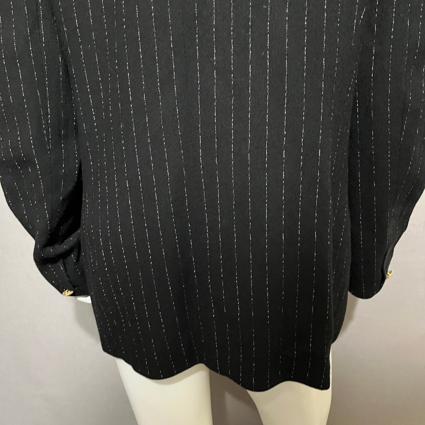 Vintage Black Stripe With Gold Black Buttons Wool Blazer Sz-12