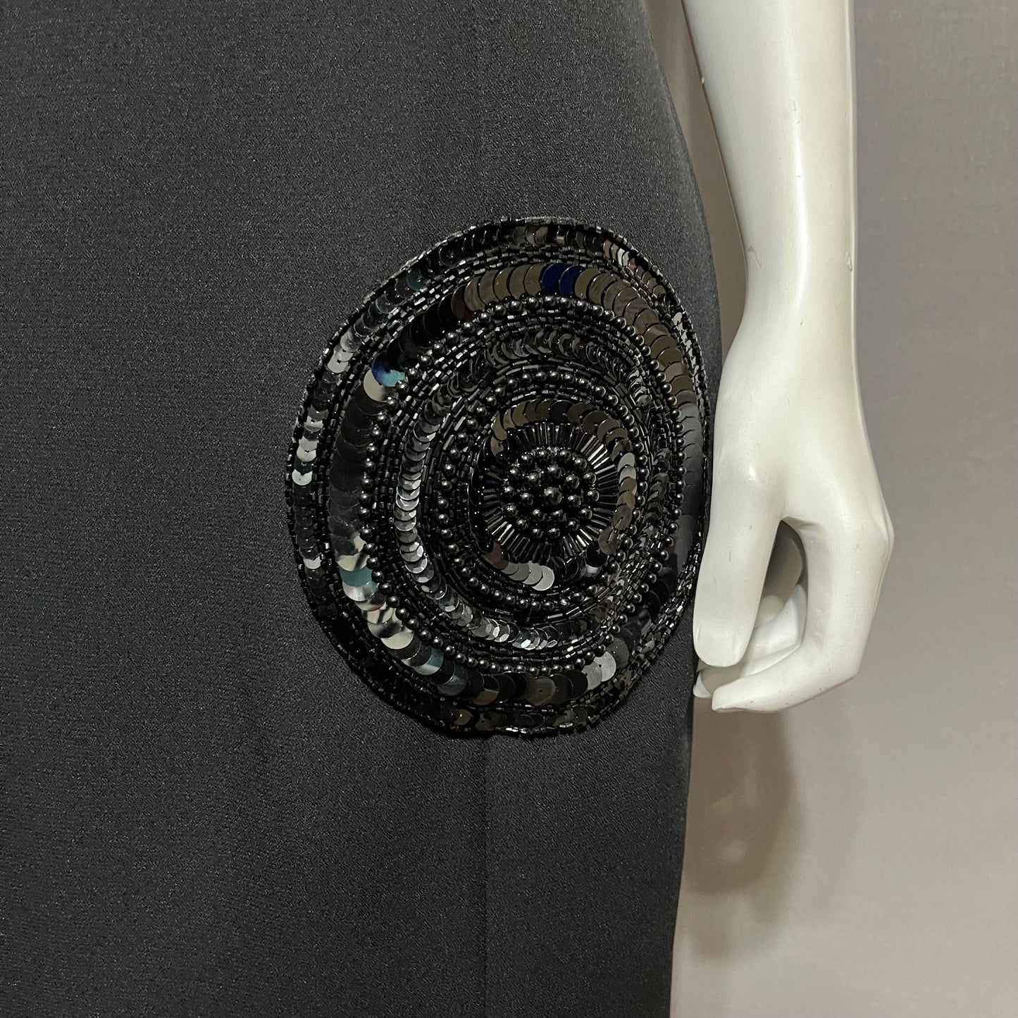 Vintage Black With Circle Sequin Beaded Disc Dress Sz-10