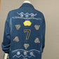 Custom Made Letterman Denim Duster Jacket Sz-XXL