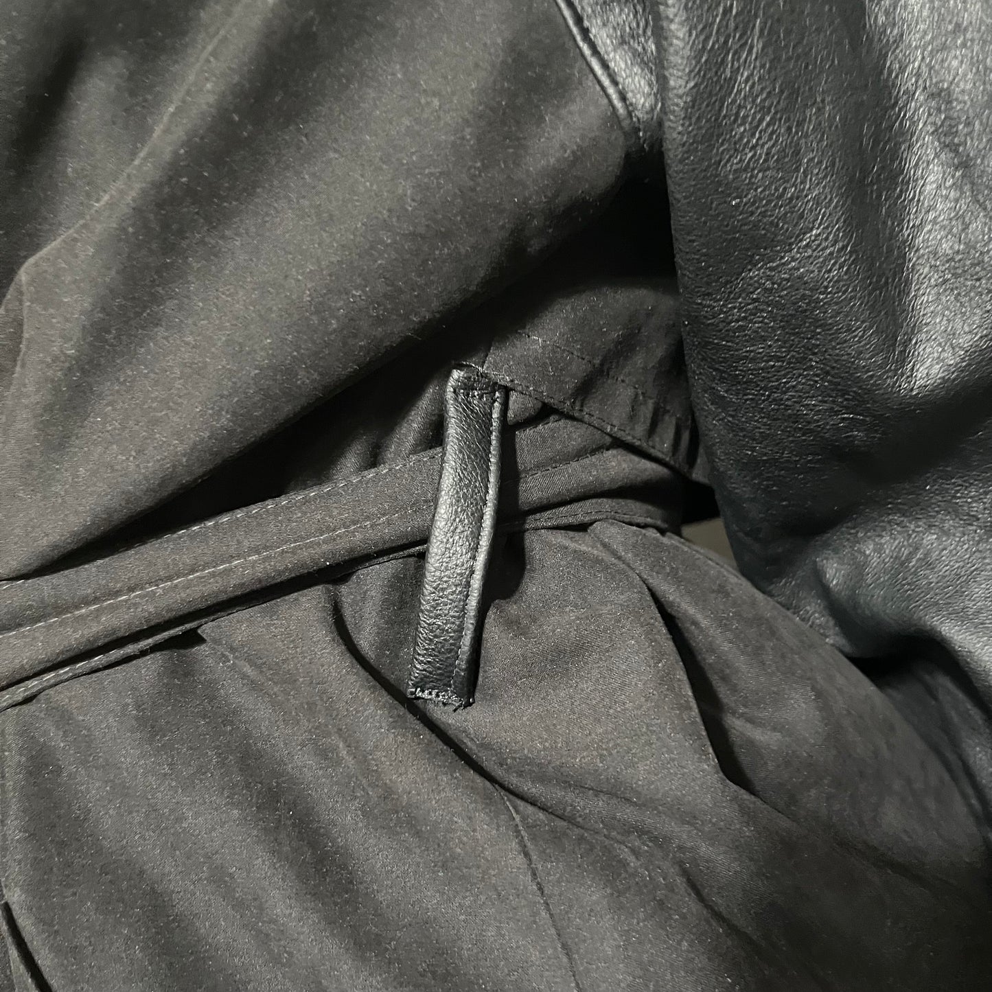 Custom Genuine Leather Sleeve Black Trench Jacket Sz-14