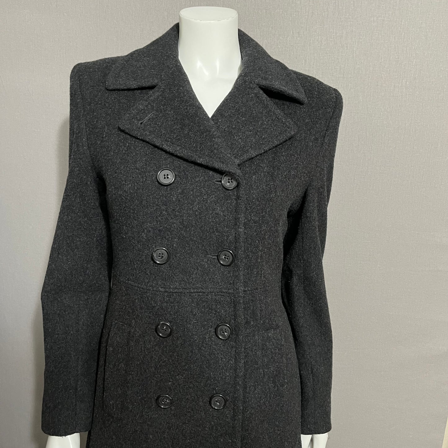 Jones New York Charcoal Gray Long Wool Coat Sz-4