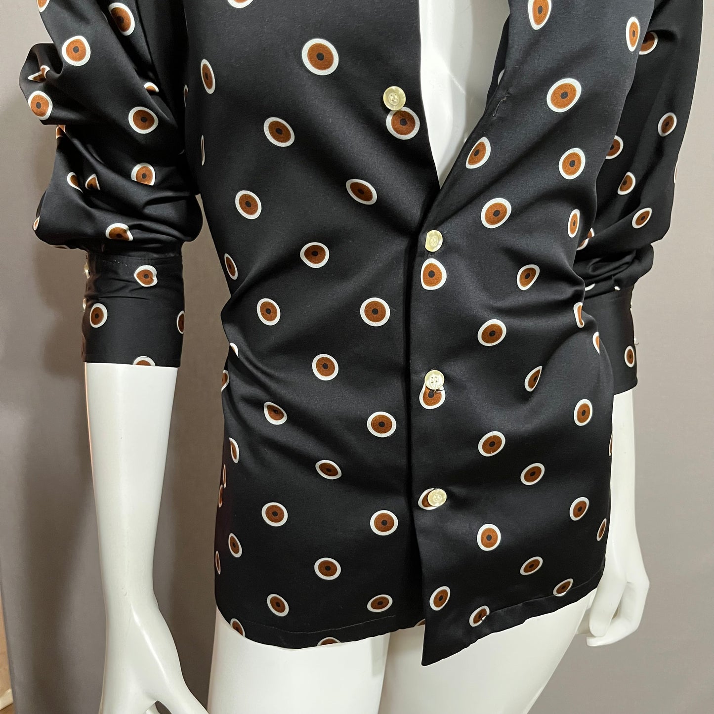 Vintage Despino Black With Dots Blouse Sz-Medium