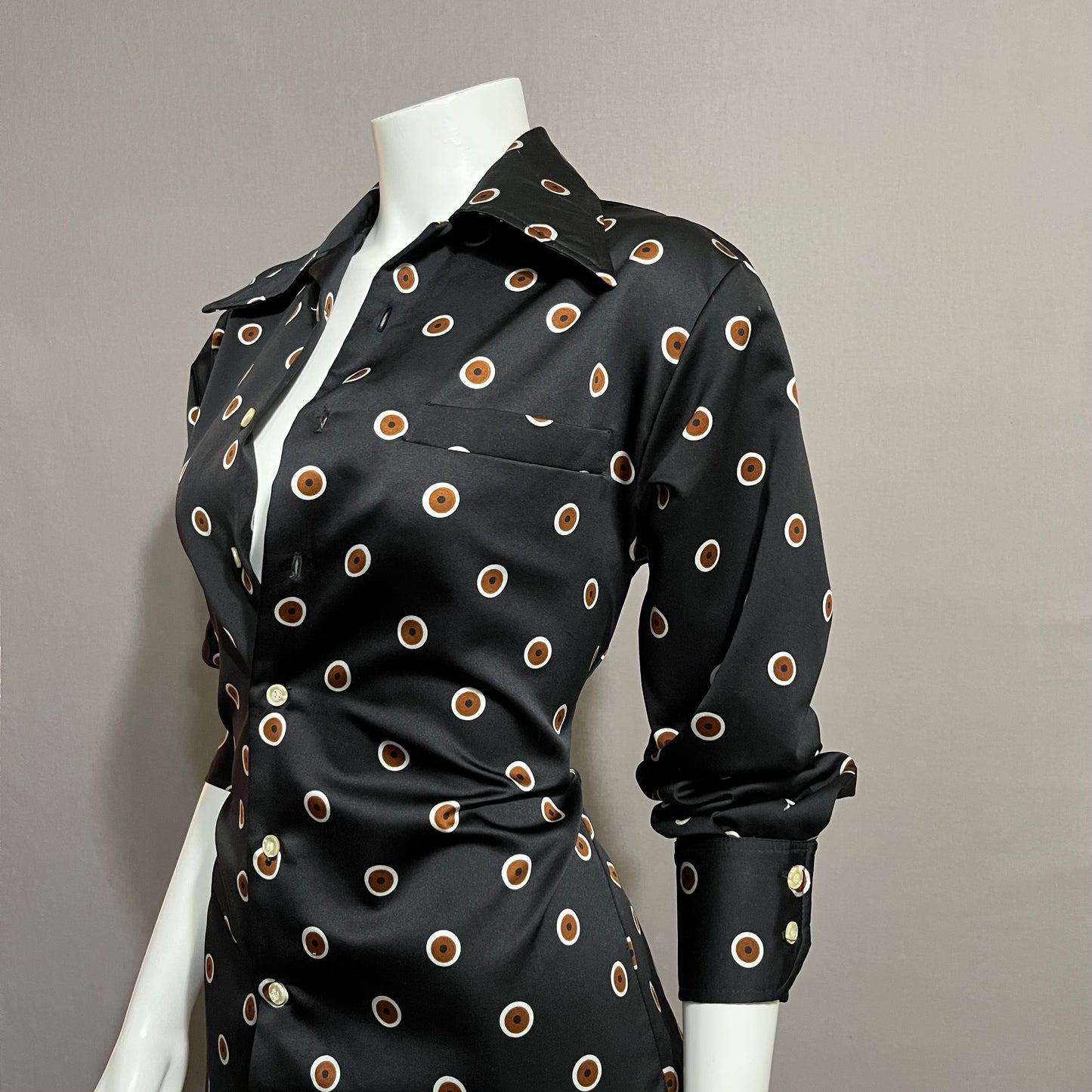 Vintage Despino Black With Dots Blouse Sz-Medium