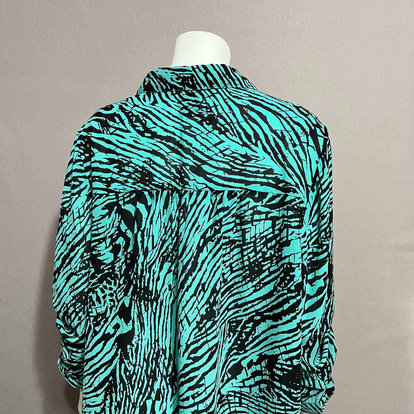 Green & Black Denim 24/7 3/4 Blouse Sz-22W