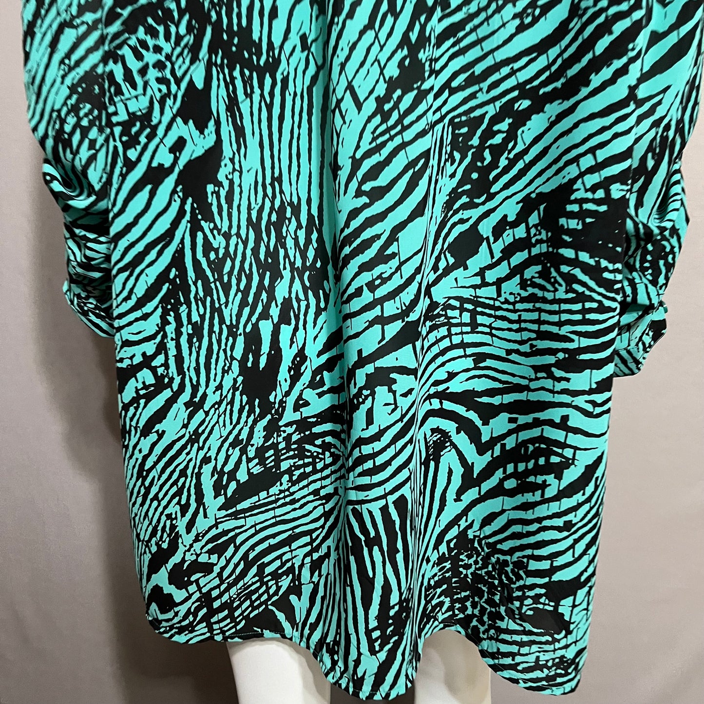 Green & Black Denim 24/7 3/4 Blouse Sz-22W