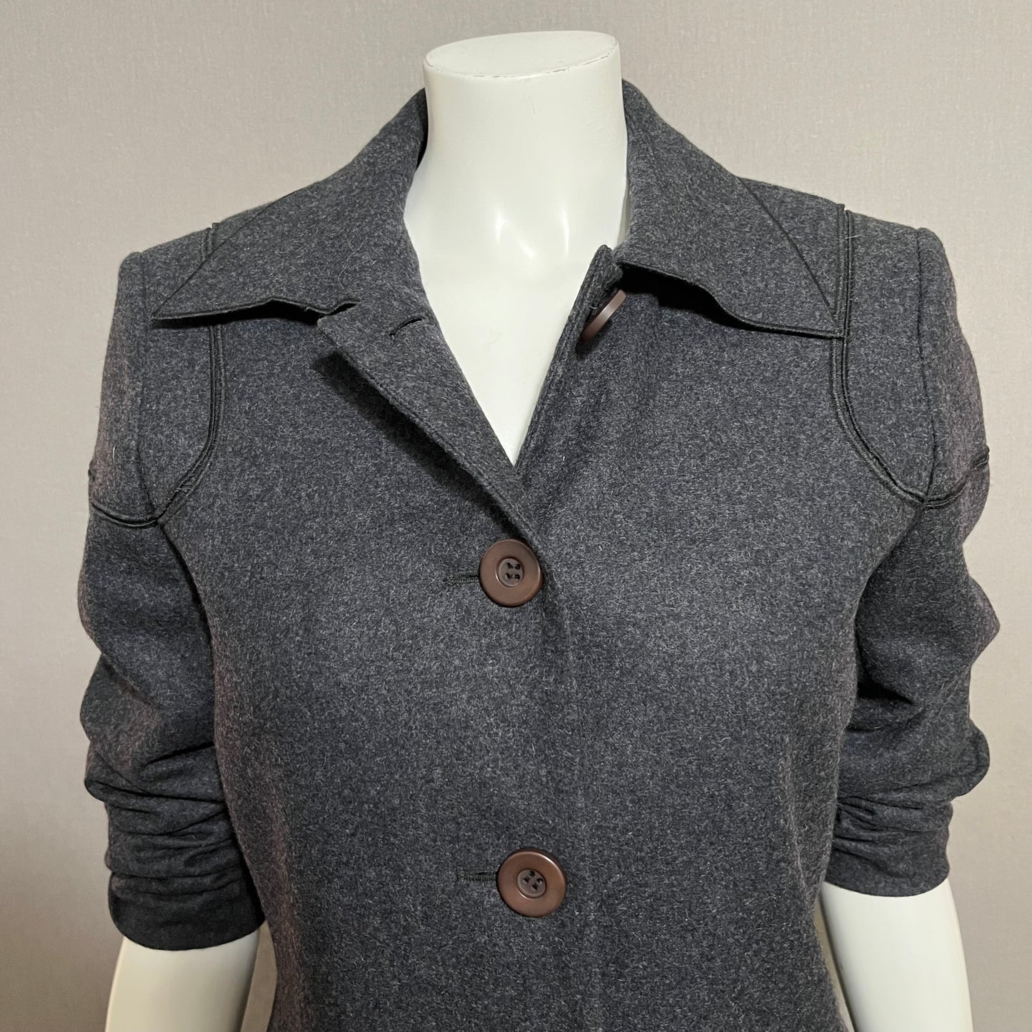 Harve Benard Dark Grey Wool Viscose Short Jacket Sz-8