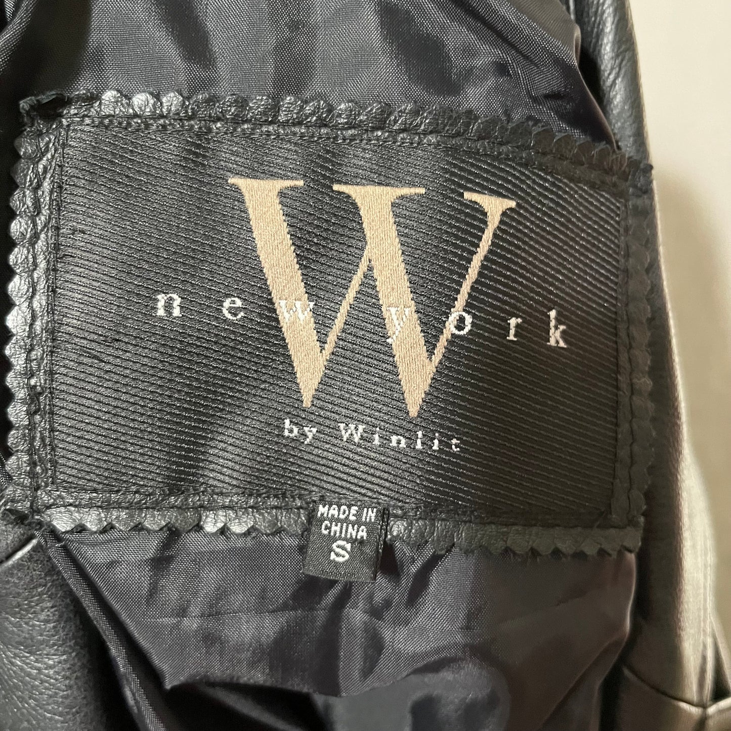 New York By Winlet Black Leather Trench Jacket Sz-Small