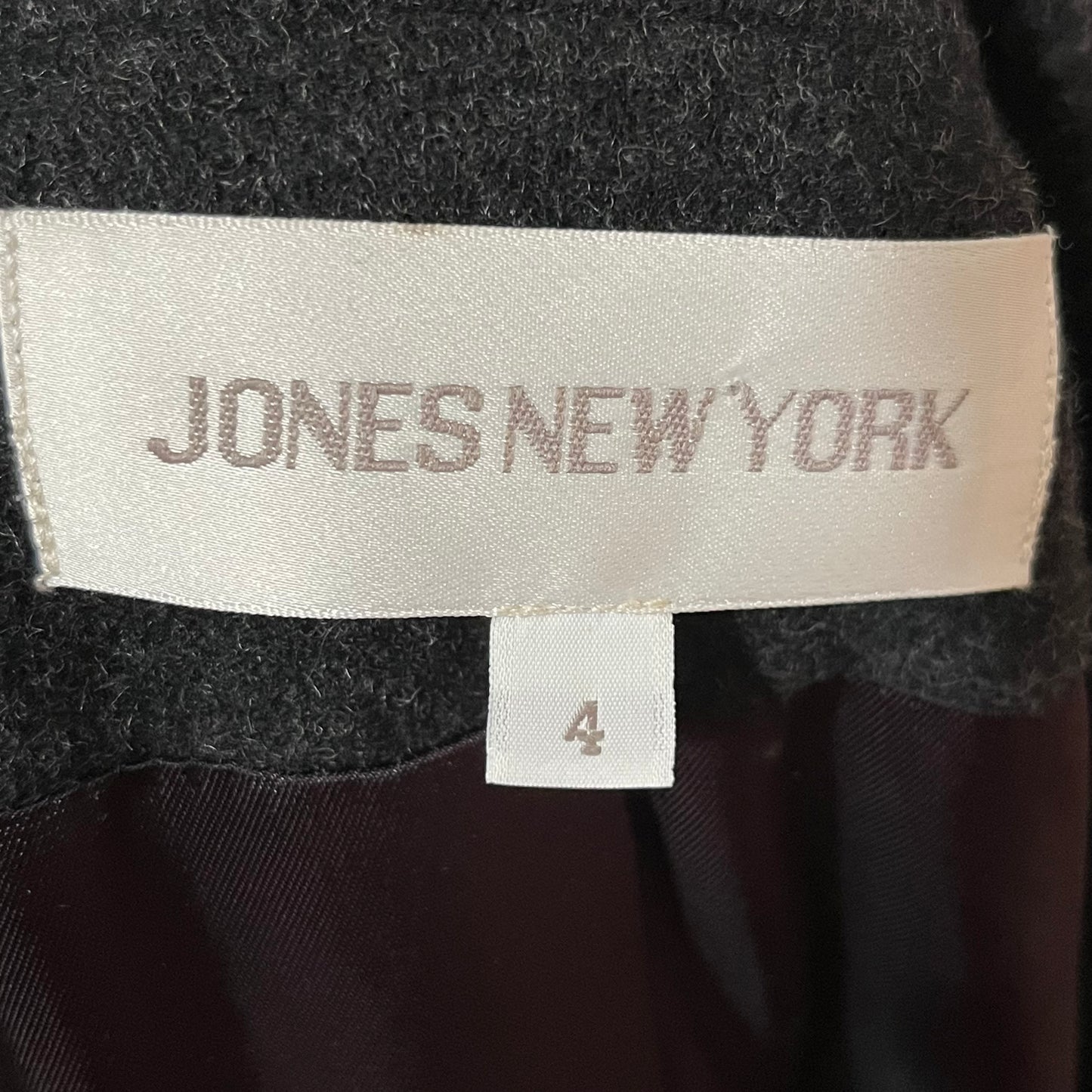 Jones New York Charcoal Gray Long Wool Coat Sz-4