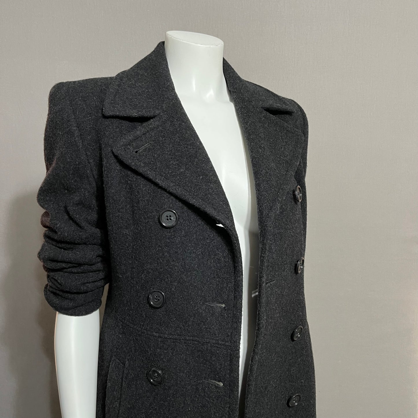 Jones New York Charcoal Gray Long Wool Coat Sz-4