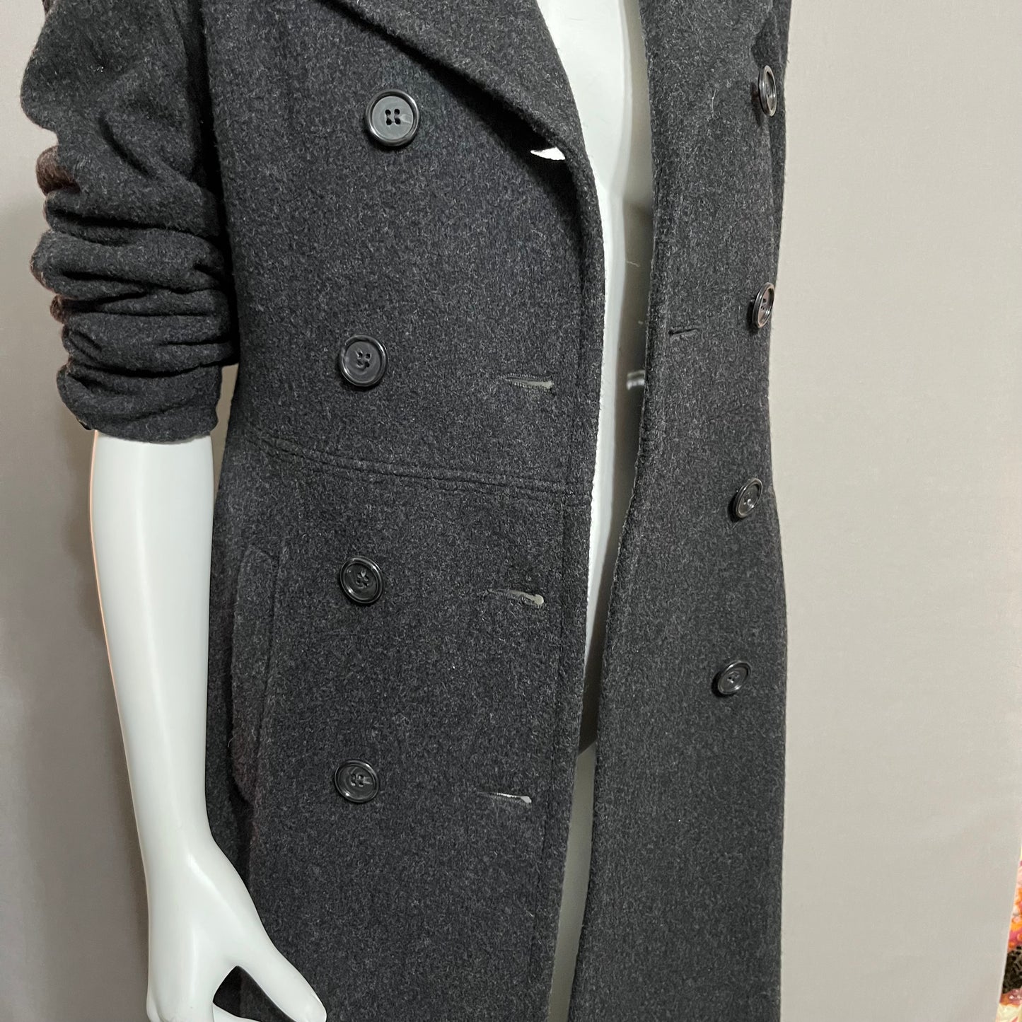 Jones New York Charcoal Gray Long Wool Coat Sz-4