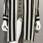 Vintage Perceptions Ecru & Black Striped Vest Attached Blazer Sz-14