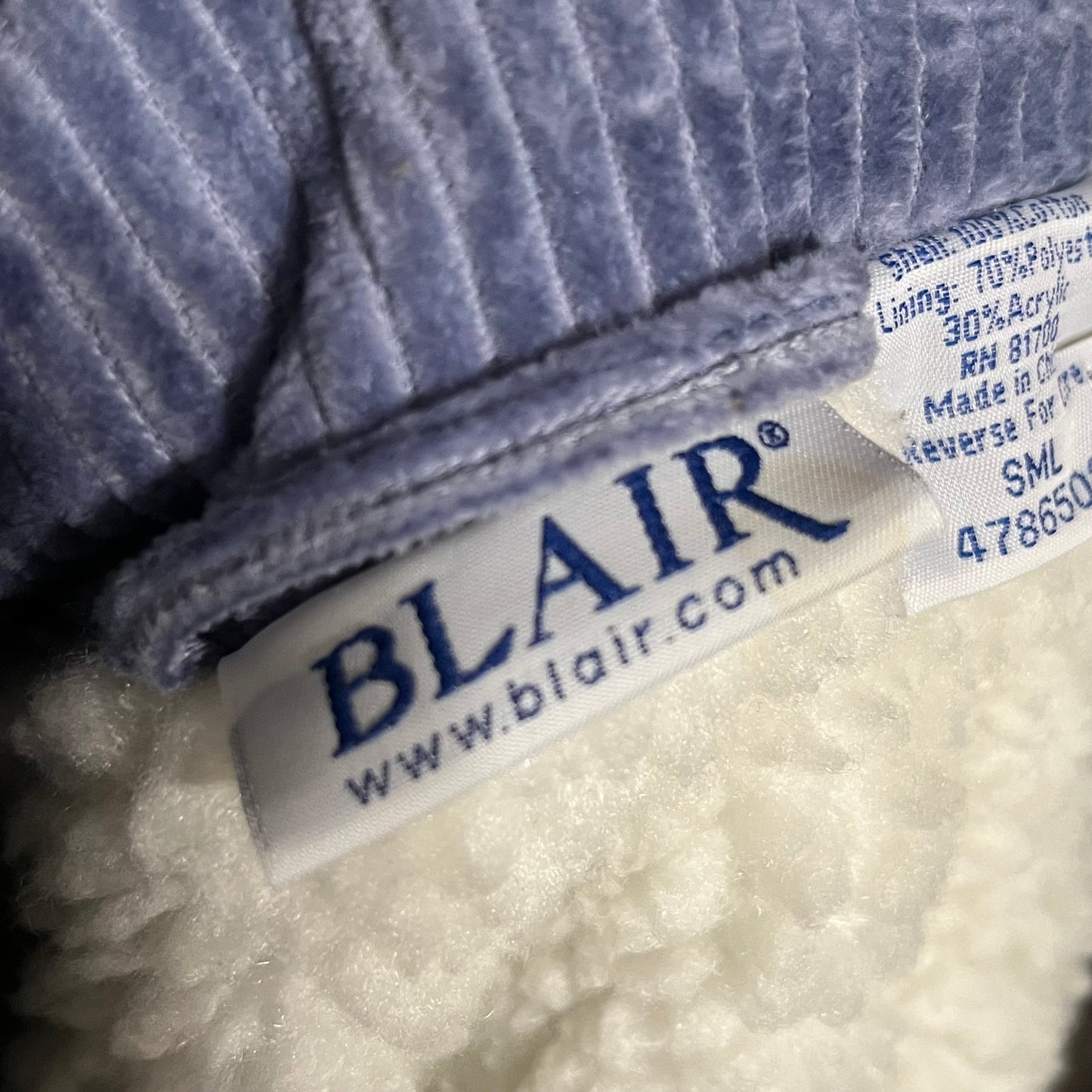 Vintage Blair Ribbed Blue Fleece Jacket Size Medium/Large