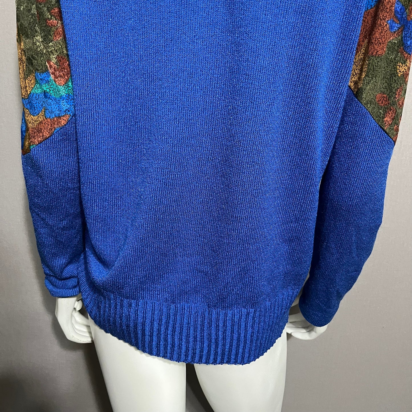 Vintage Royal Blue With Pleated Balloon Sleeve Sweater Sz-Medium