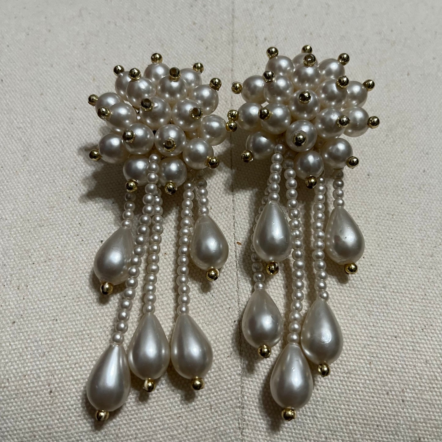 Vintage Pearl With Gold Clip On Earrings