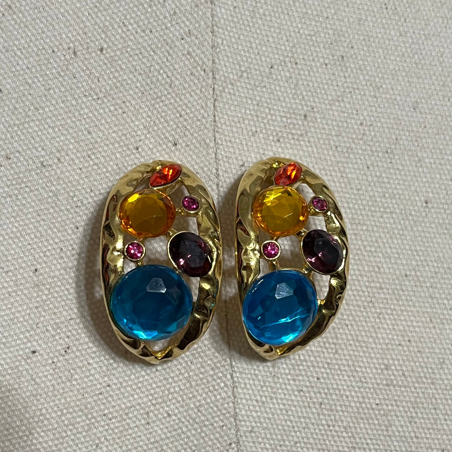 Jeweled Multicolored Pierce Back Earrings