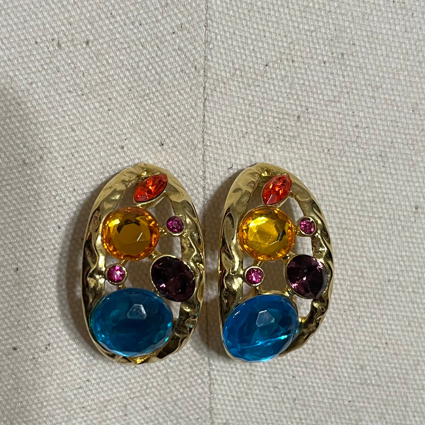 Jeweled Multicolored Pierce Back Earrings