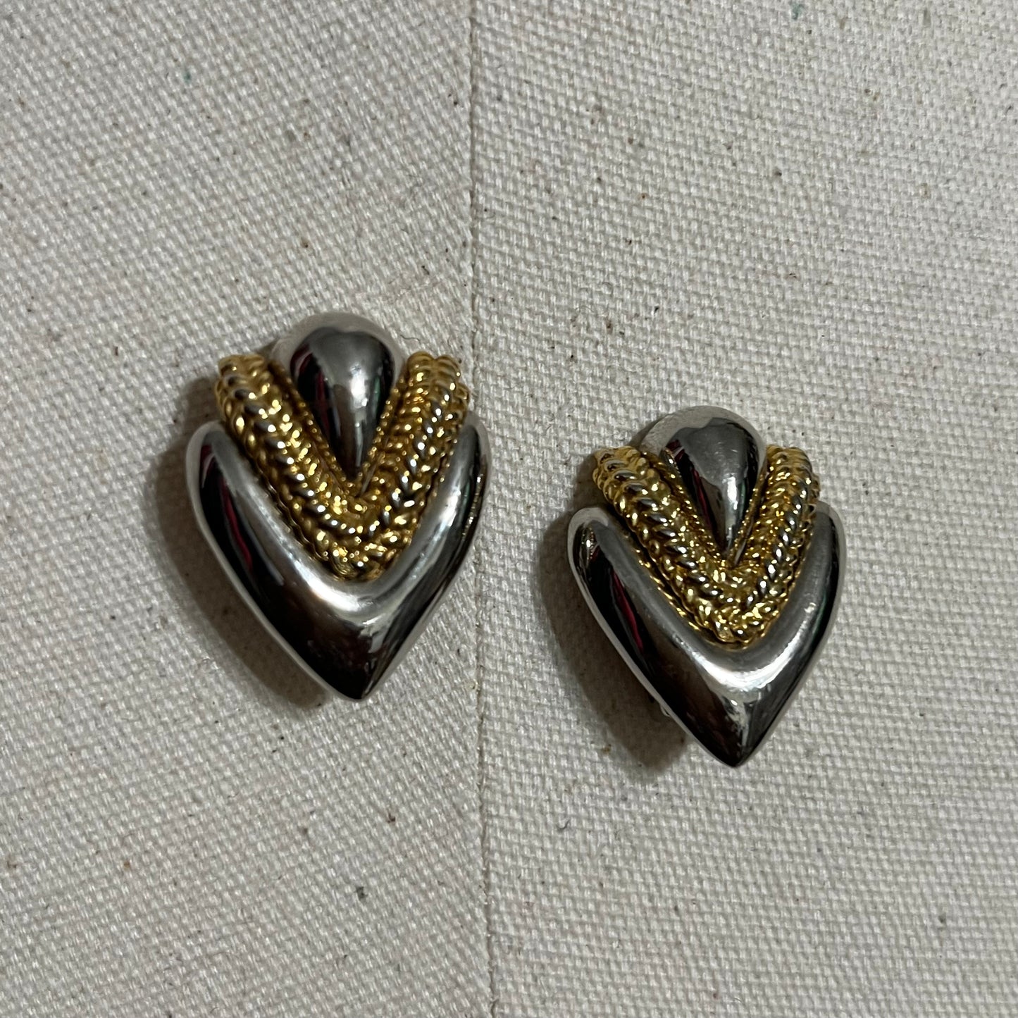 Vintage Heart Shaped Silver | Gold Earrings