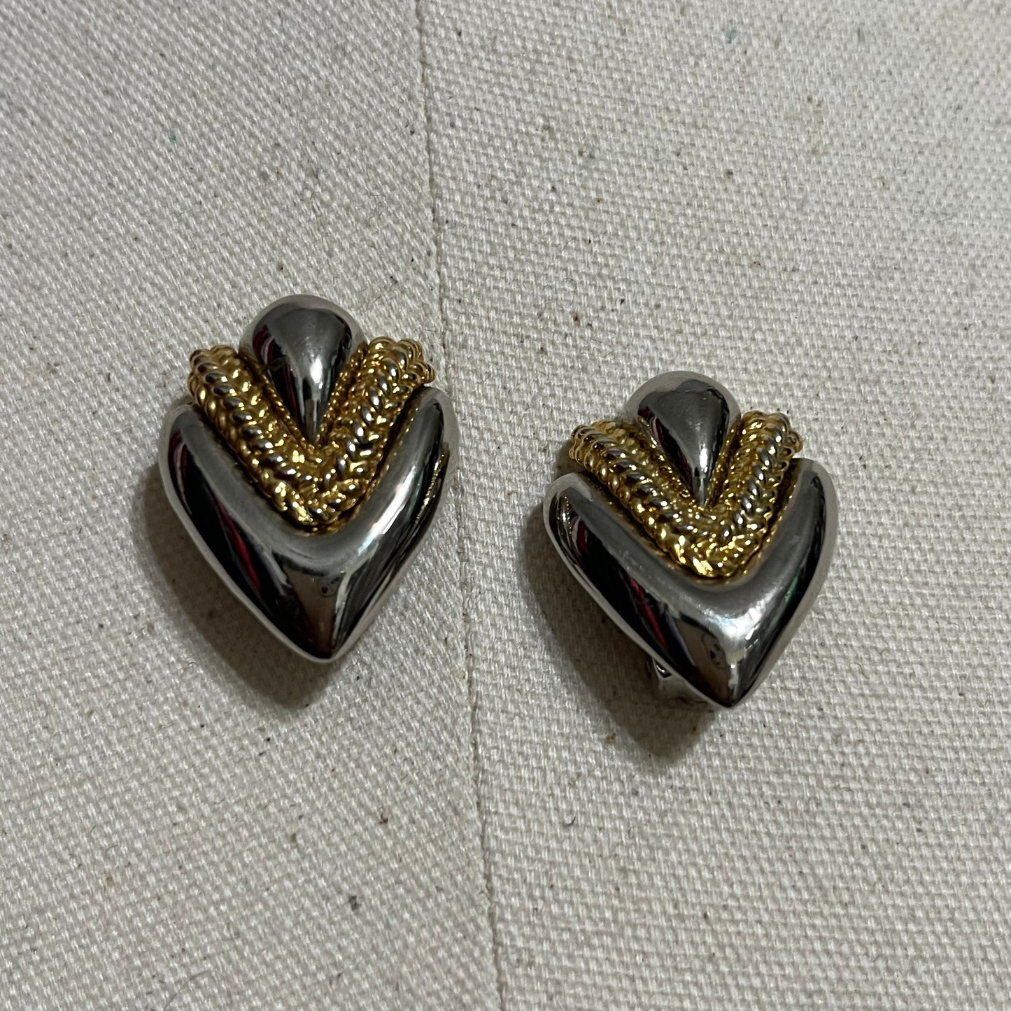 Vintage Heart Shaped Silver | Gold Earrings