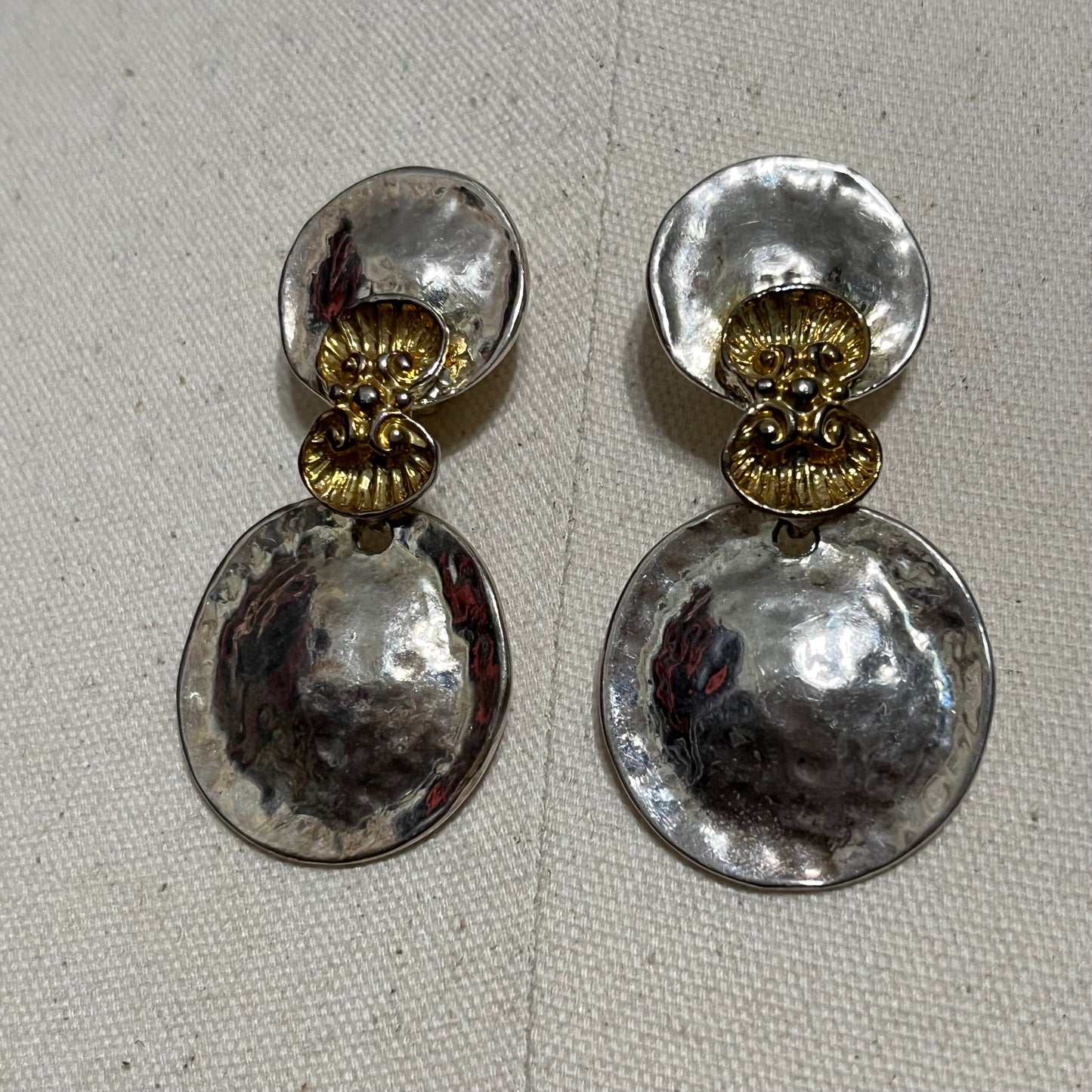 Vintage Silver & Gold Clip On Earrings