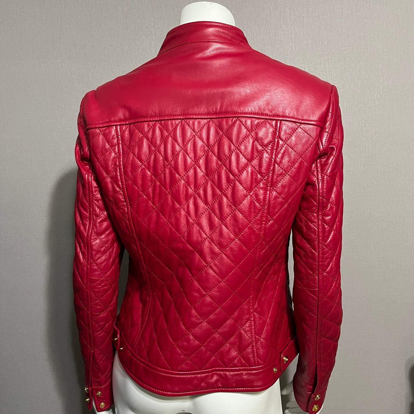 St. John Sport Red Quilted Leather Sz-Small/Medium