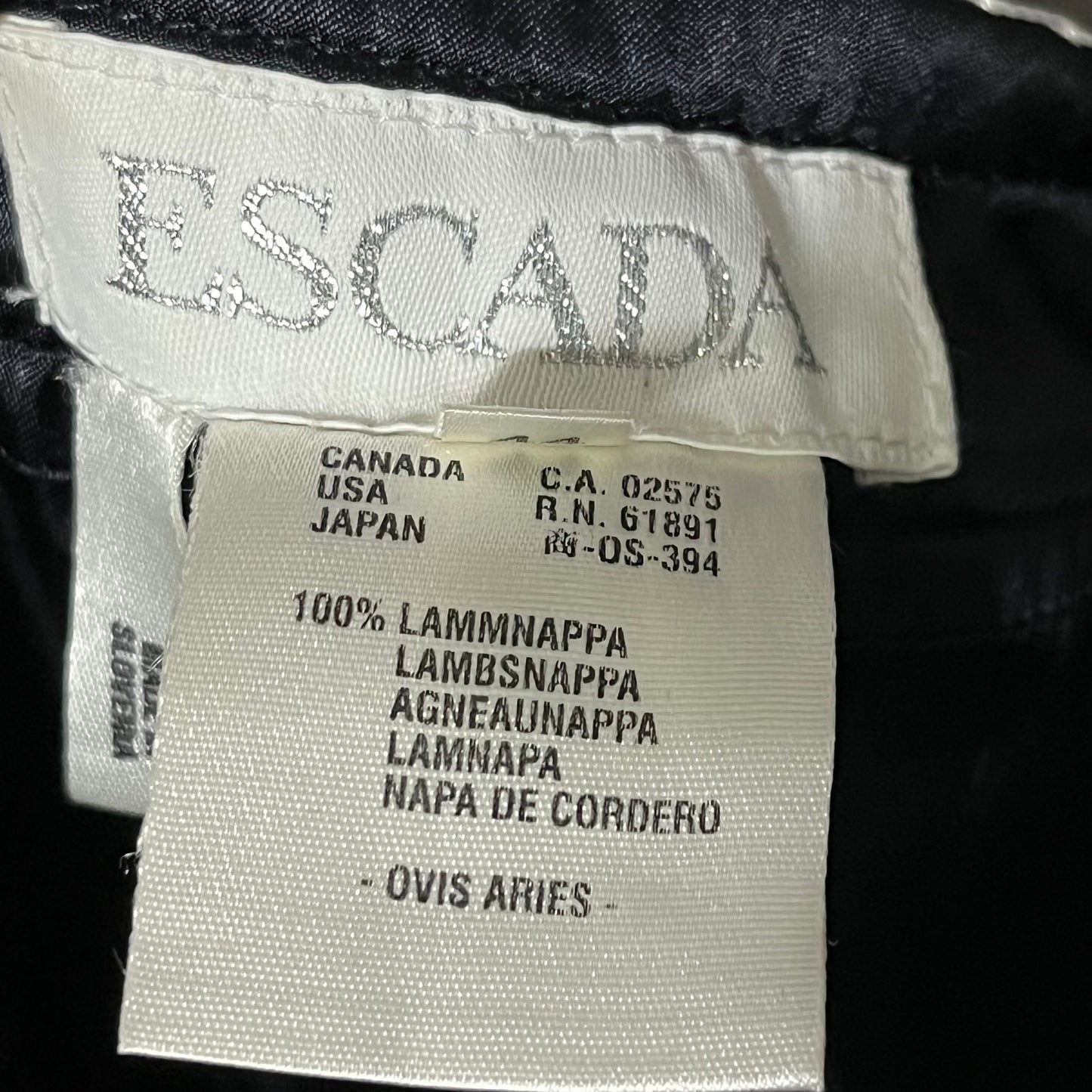 Escada Black Lambskin Leather With White Trim Sz-44 or XL #88