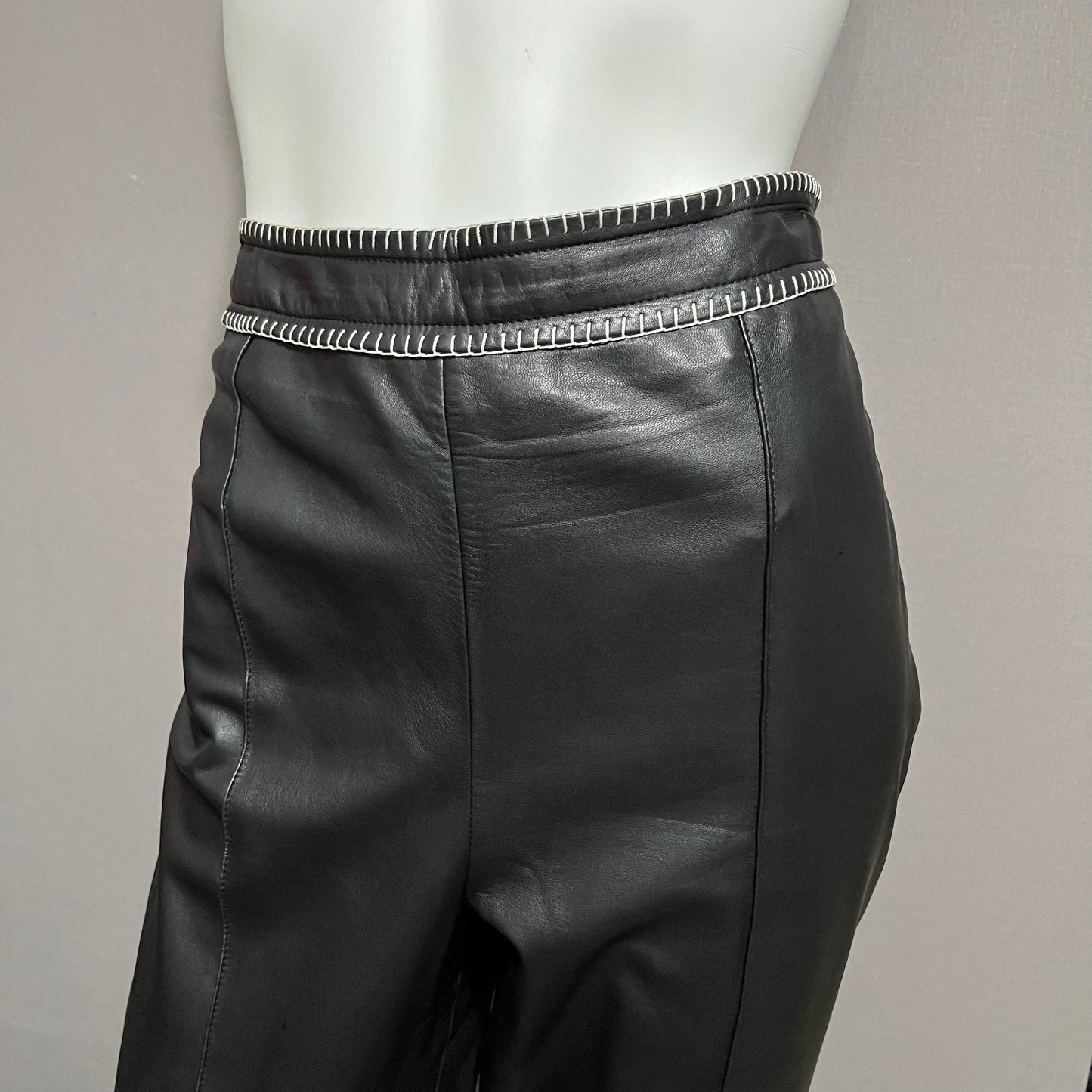 Escada Black Lambskin Leather With White Trim Sz-44 or XL #88