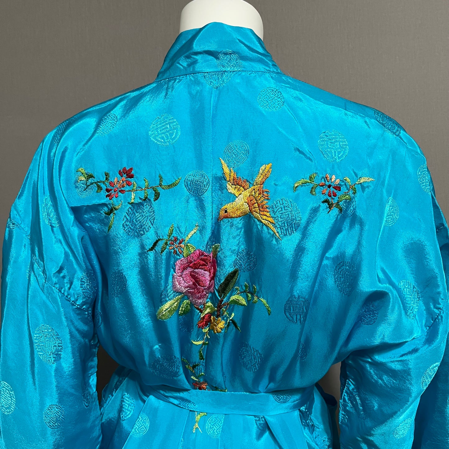 Golden Bee Turquoise With Floral Embroidered Robe Sz-Large #20