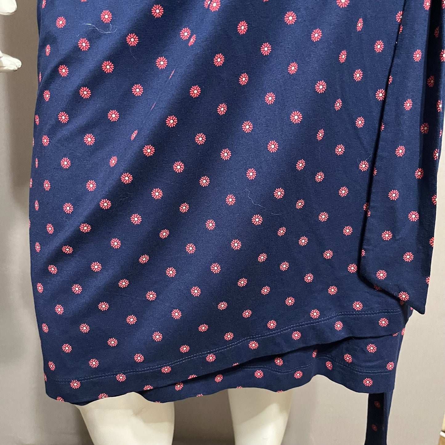 Lands End Navy Floral Print Wrap Dress Sz-14/16 #45