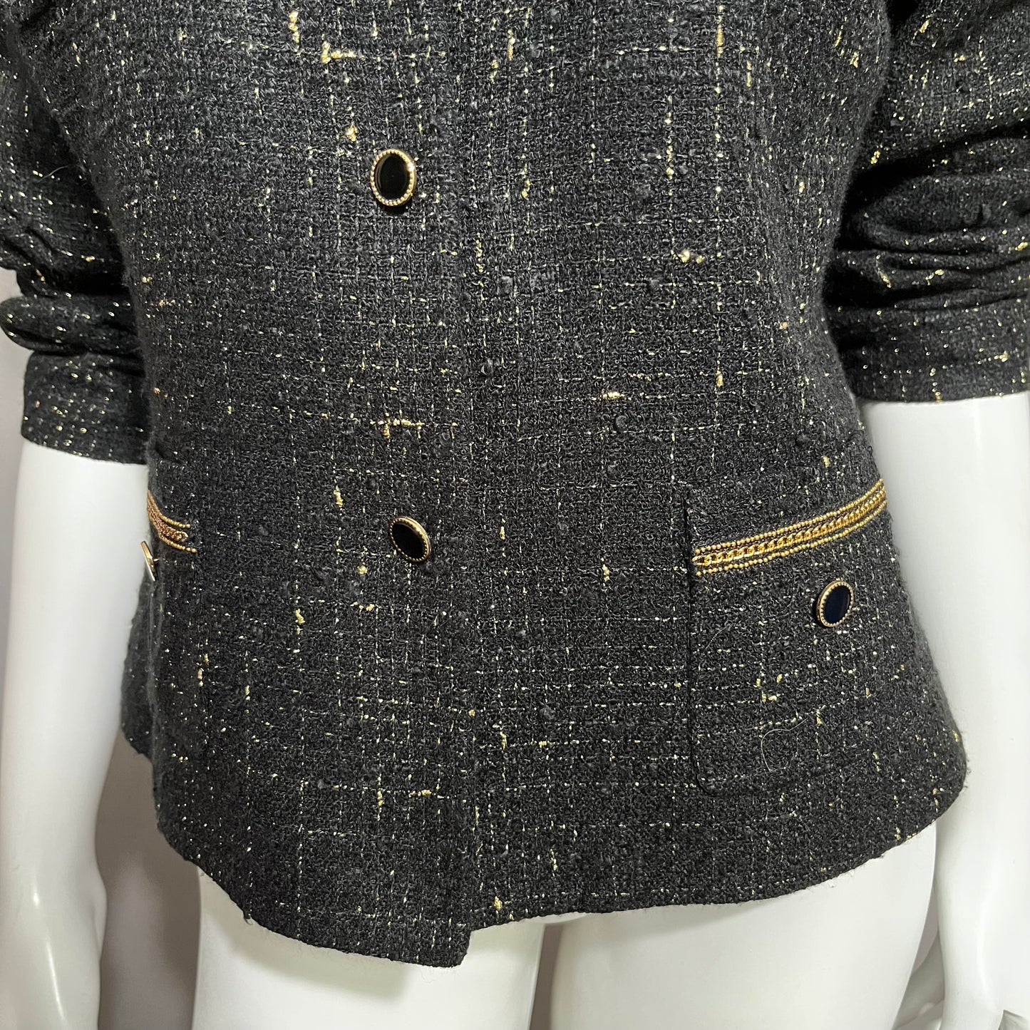 Tahari Black With Gold Metallic Tweed Blazer Sz-10 #34