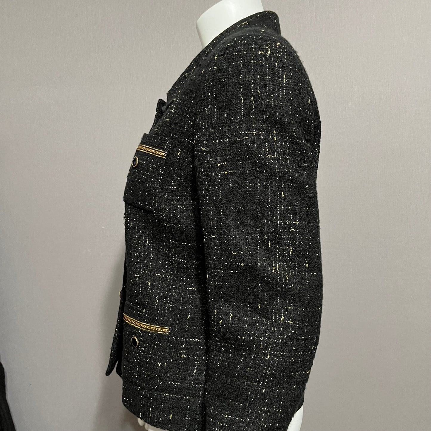 Tahari Black With Gold Metallic Tweed Blazer Sz-10 #34