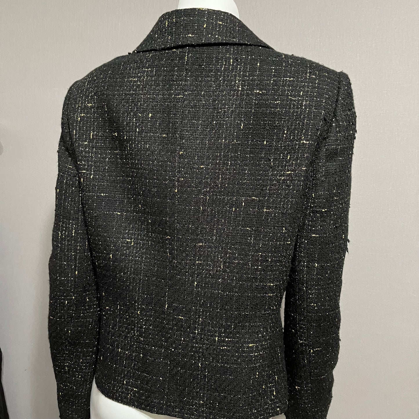 Tahari Black With Gold Metallic Tweed Blazer Sz-10 #34