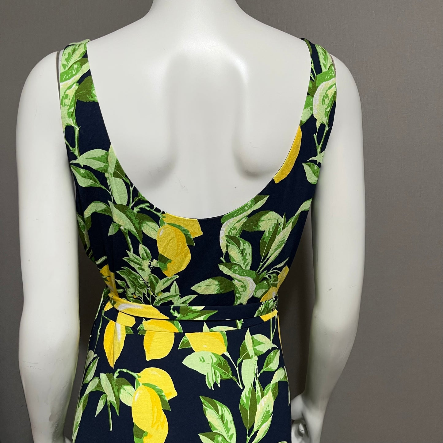 Loft Navy Lemon Print Maxi Dress Sz-Medium