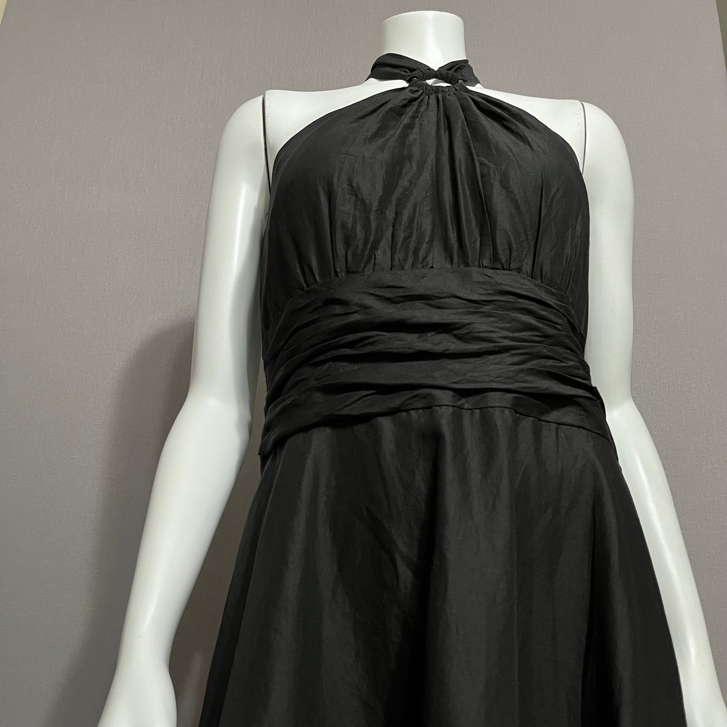 White House Black Market Black Cotton Halter Flowy Dress Sz-12 #37