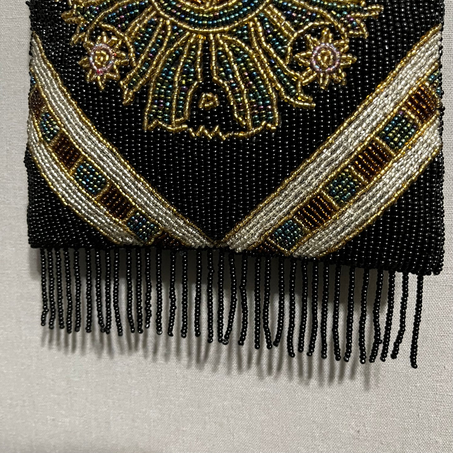 Lady Jade Beaded Blue | Black Boho 2 Color Sided Fringe Crossbody Bag