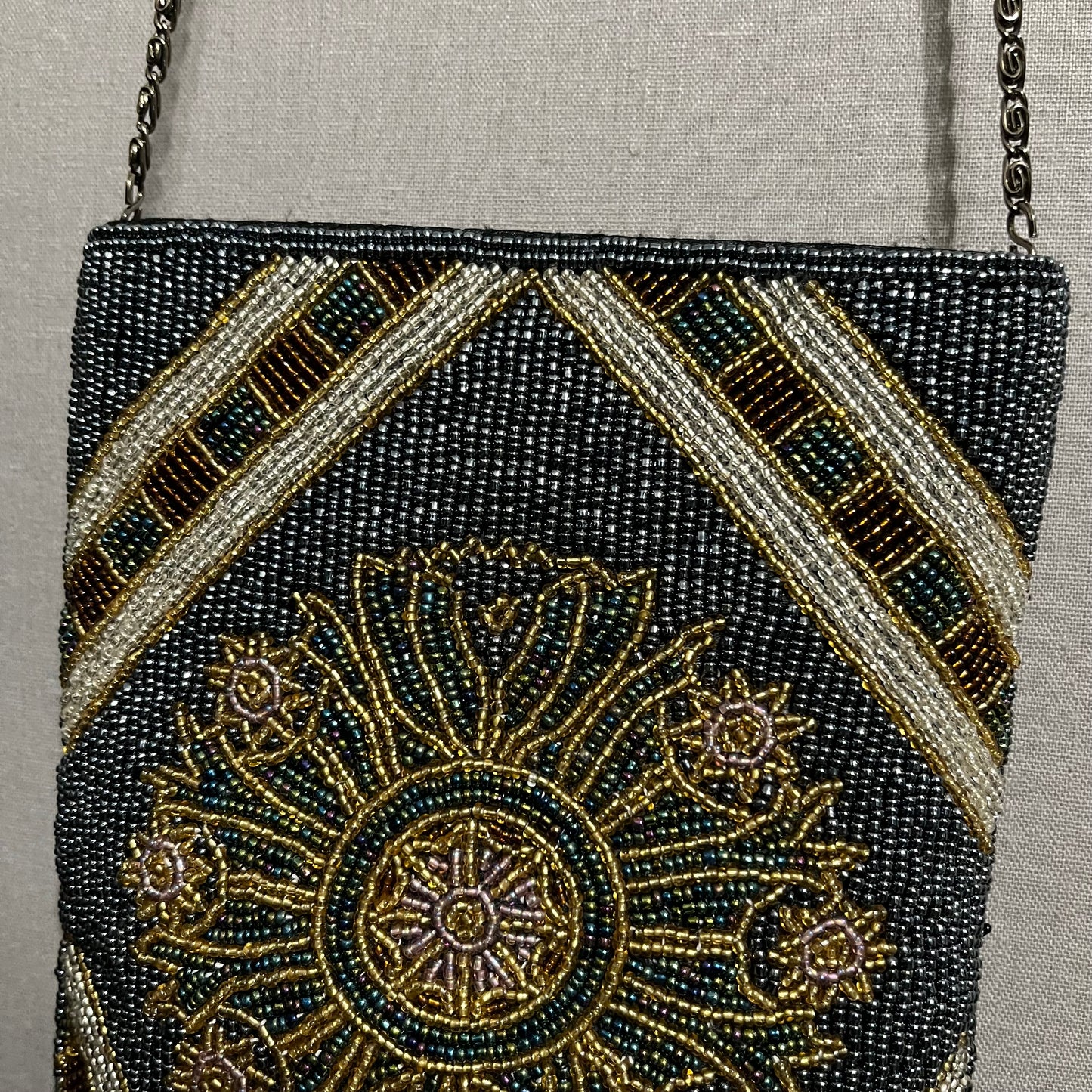 Lady Jade Beaded Blue | Black Boho 2 Color Sided Fringe Crossbody Bag